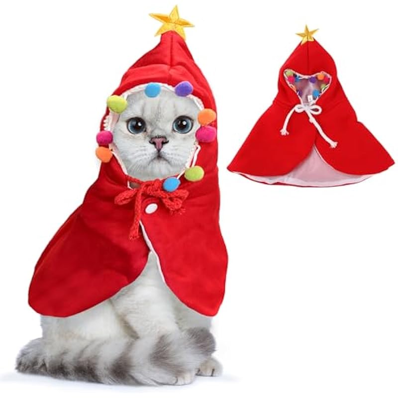Cat Christmas Cape Dog Soft Thick Xmas Cloak Velvet Stars Pompoms Hat Pets Costume Dogs Cats Santa Claus Outfits Goose Rabbit