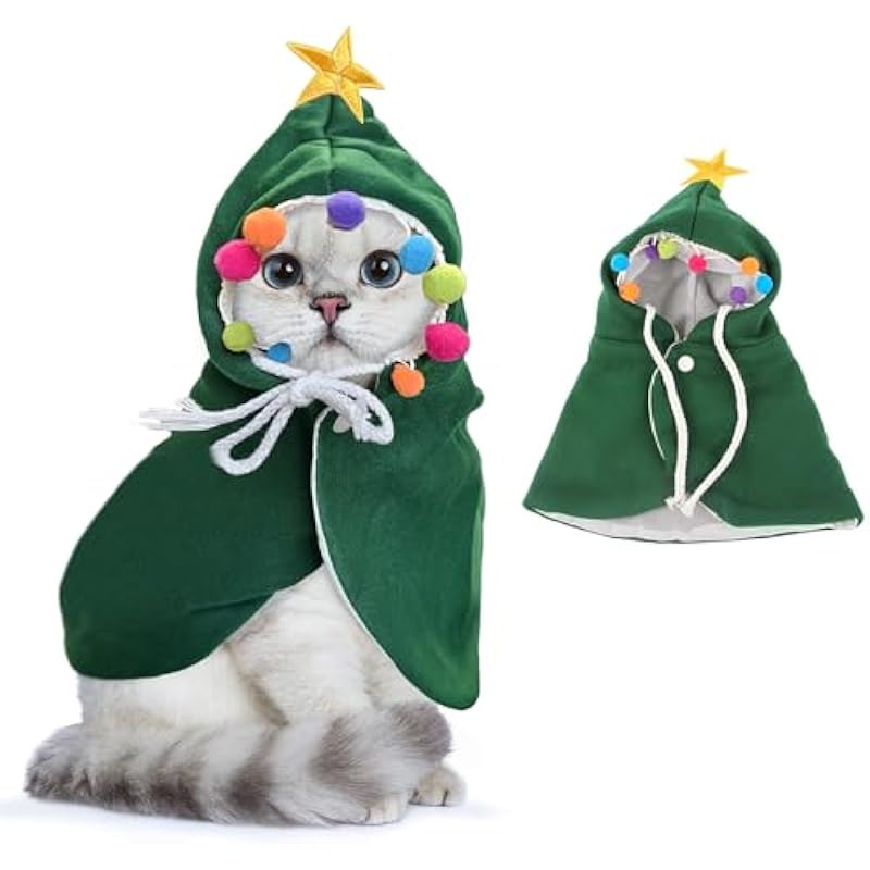 Cat Christmas Cape Dog Soft Thick Xmas Cloak Velvet Stars Pompoms Hat Pets Costume Dogs Cats Santa Claus Outfits Goose Rabbit