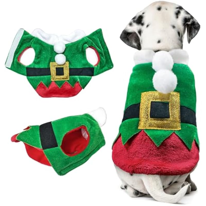 Christmas Pet Costume Elf Dog Clothes Funny Cosplay Puppy Cat Xmas Outfit Winter Hoodie Coat Apparel Dogs Party Supplies
