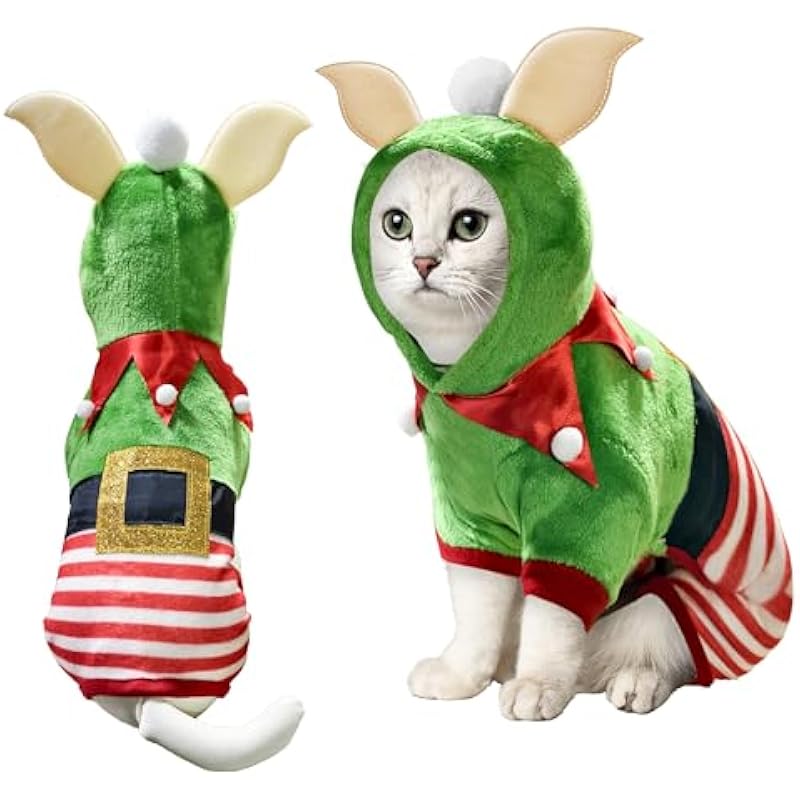 Christmas Pet Outfit Dog Elf Costume Clothes Funny Cosplay Puppy Cat Xmas Winter Hoodie Coat Apparel Dogs Party Supplies